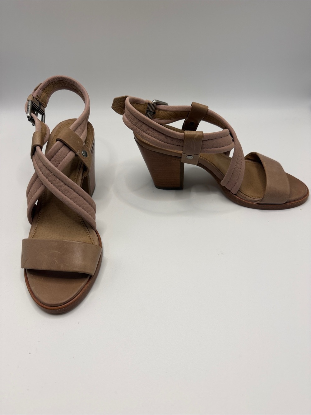 Frye Women's Soft Leather Brown Strappy Block Heel Sandals 6